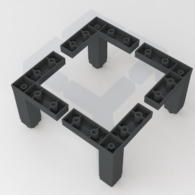 Sofa pokryta chromowym aluminium, stopy kwadratowe w kształcie 100 mm